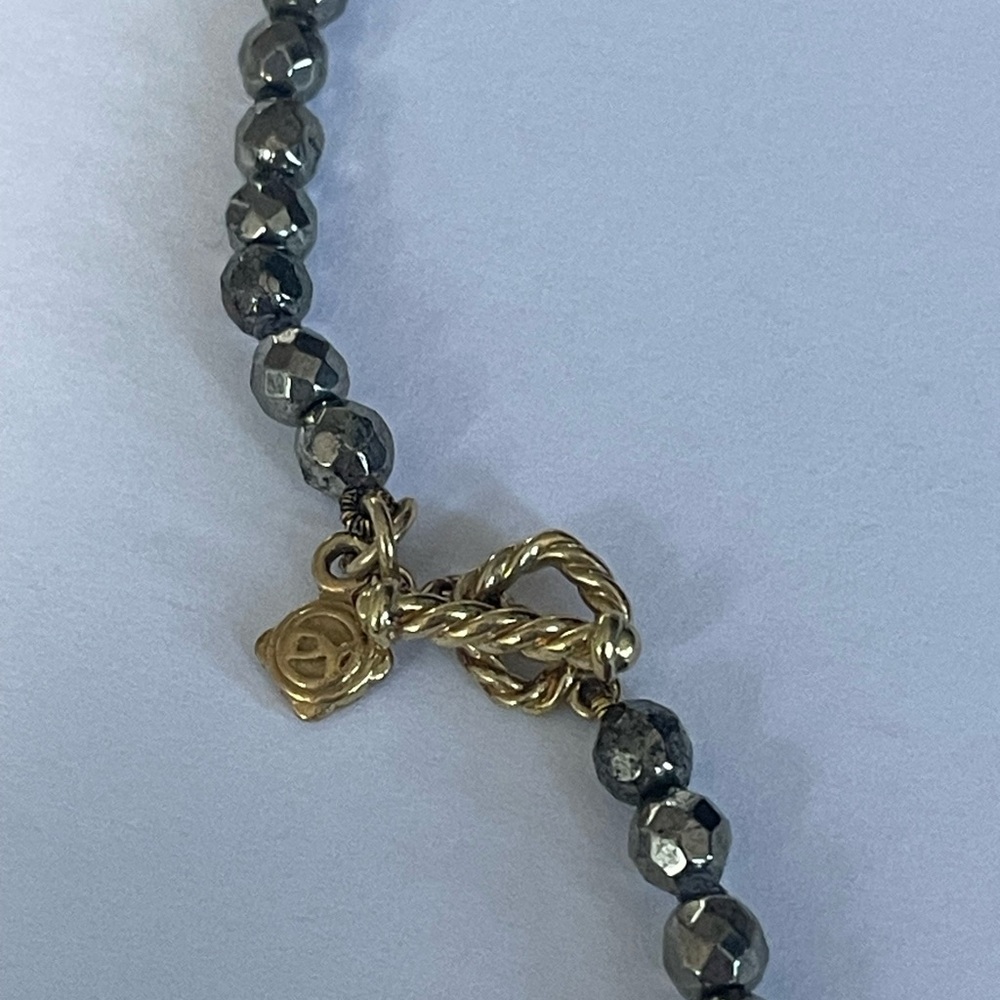 David Yurman 18k Tweejoux Necklace with aquamarine, blue topaz, & hematite beads - Picture 10 of 11